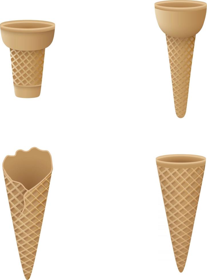 conjunto de conos de helado vacíos vector