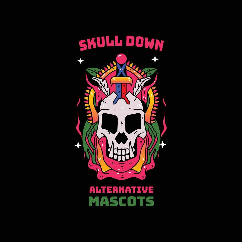 Tiger skull head illustration tshirts vector
