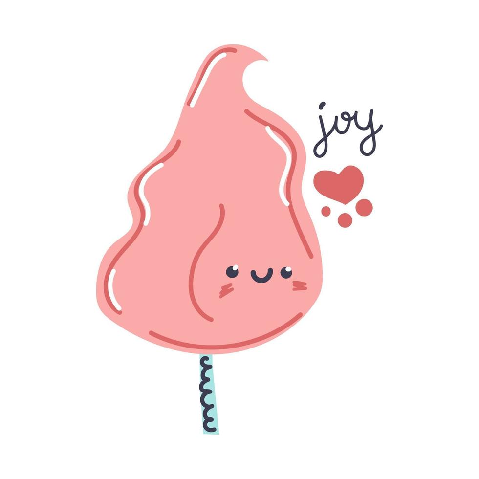 Hand drawn cotton candy with heart and text joy. Nursery design. Flat illustration. vector