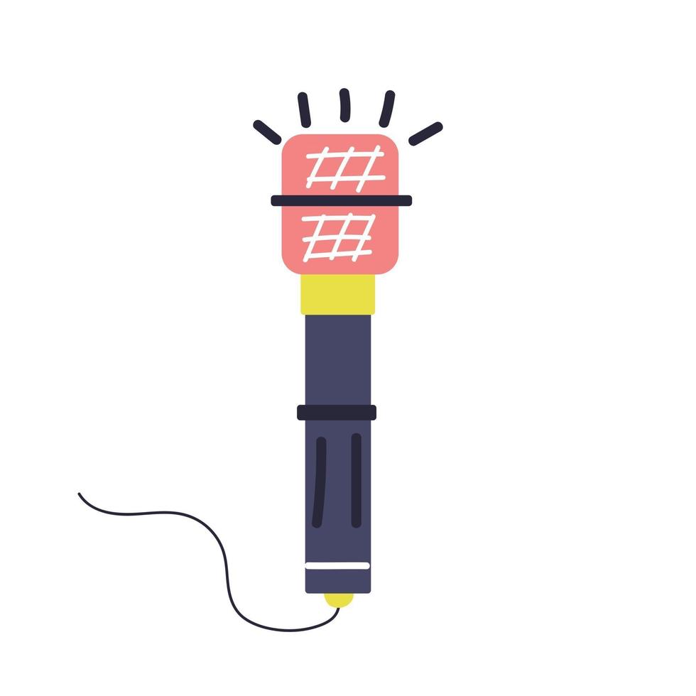 Hand drawn microphone, karaoke, sing, podcast concept. Retro design. Flat illustration. vector