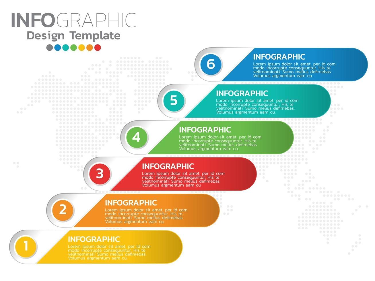 Diseño de plantilla infográfica con 6 opciones de color. vector