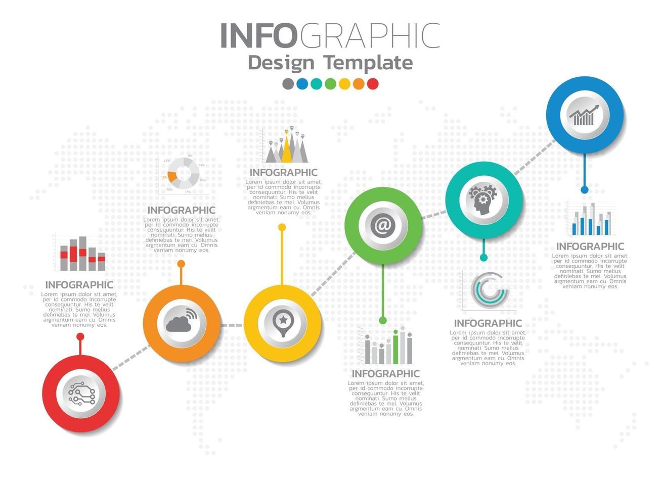 Diseño de plantilla infográfica con 6 opciones de color. vector