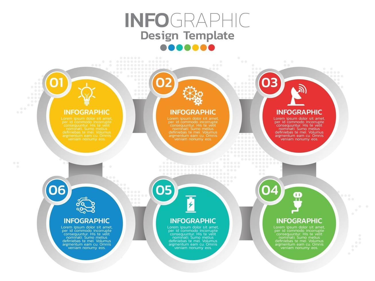 Diseño de plantilla infográfica con 6 opciones de color. vector