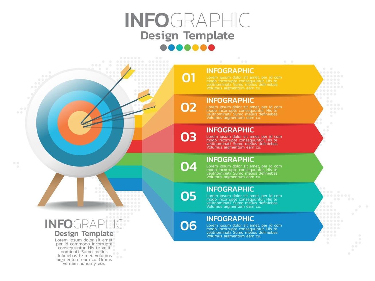 Diseño de plantilla infográfica con 6 opciones de color. vector