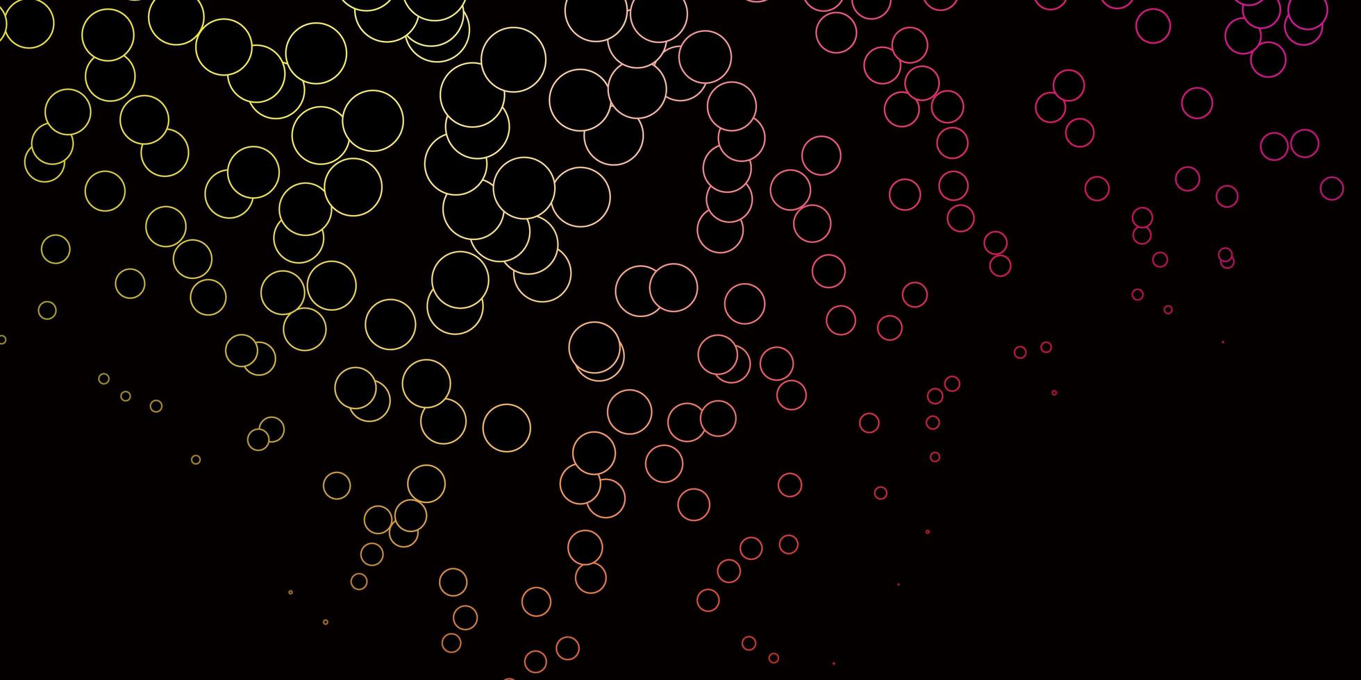 Dark Pink, Yellow vector background with bubbles. Abstract decorative design in gradient style with bubbles. Pattern for websites.