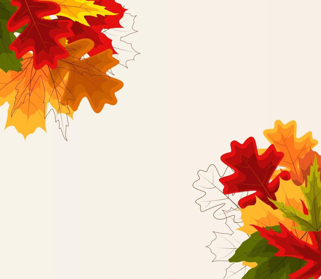 Autumn Natural Leaves Background. Vector Illustration