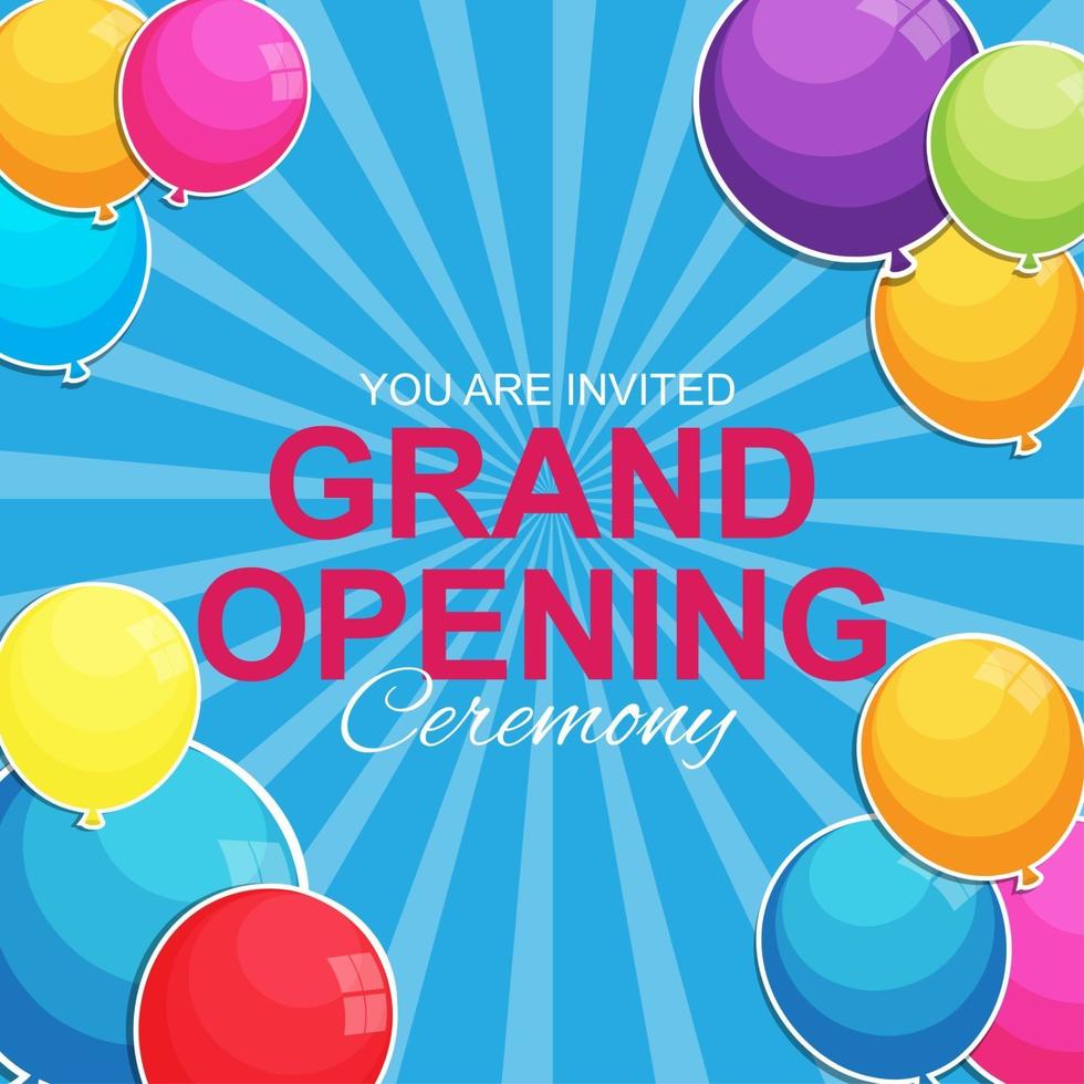 Grand Opening Card with Balloons Background. Vector Illustration