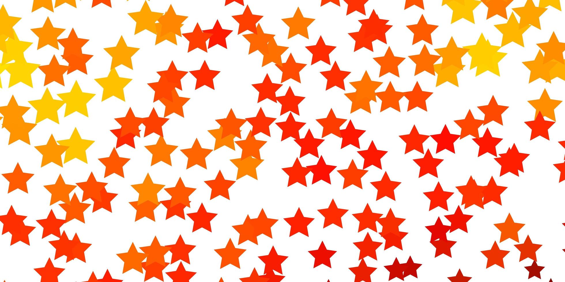 Fondo de vector naranja claro con estrellas pequeñas y grandes. colorida ilustración en estilo abstracto con estrellas de degradado. diseño para la promoción de su negocio.