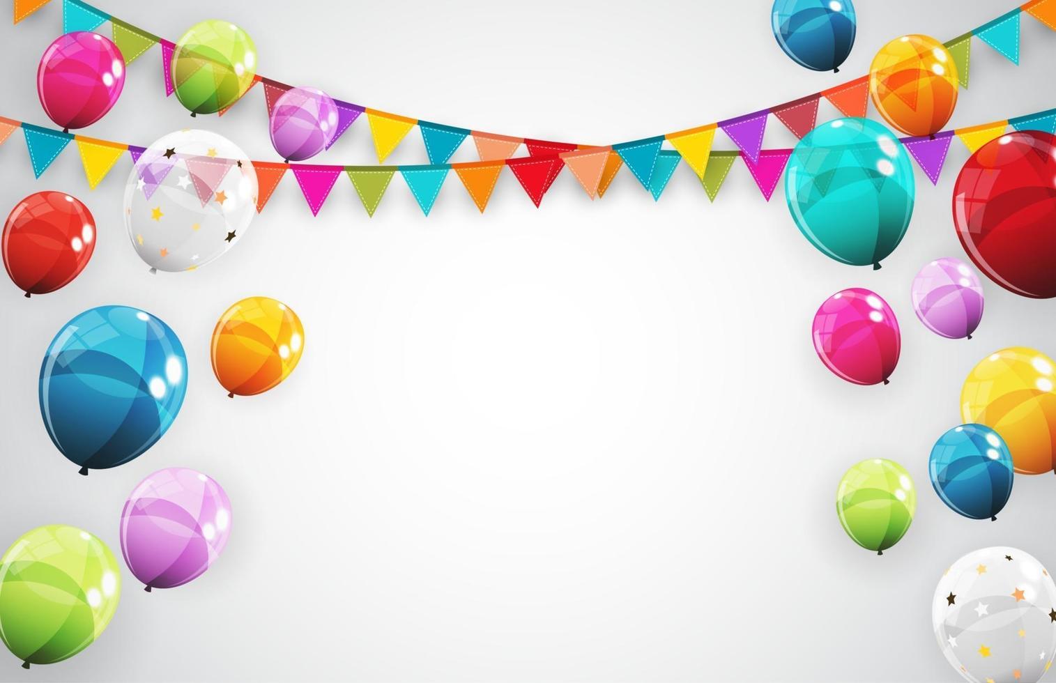 Grupo de fondo de globos de helio brillante de color. conjunto de globos  para cumpleaños, aniversario, decoraciones para fiestas de celebración.  ilustración vectorial 2741959 Vector en Vecteezy