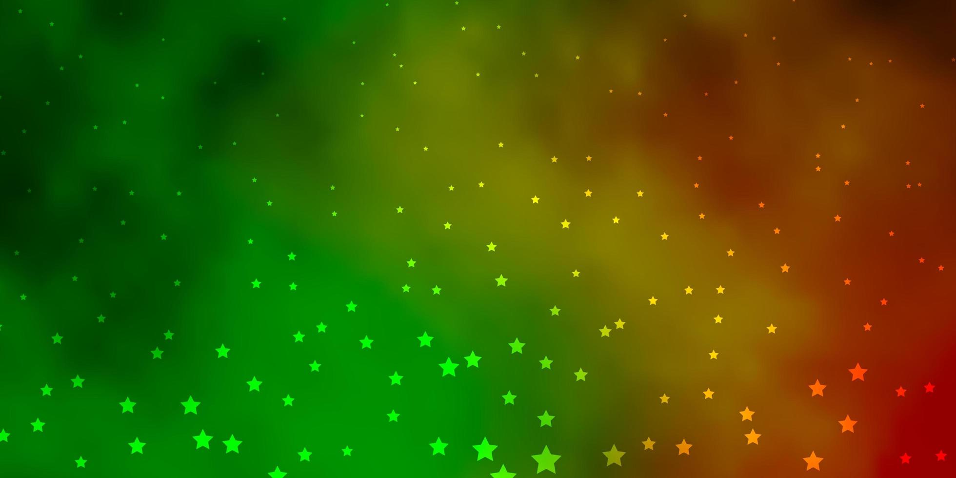 diseño vectorial de color verde oscuro, amarillo con estrellas brillantes. colorida ilustración en estilo abstracto con estrellas de degradado. patrón para anuncios de año nuevo, folletos. vector