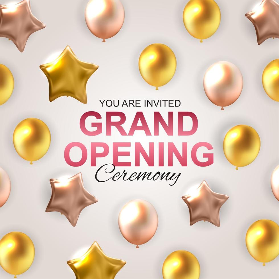 Grand Opening Card with Balloons Background. Vector Illustration