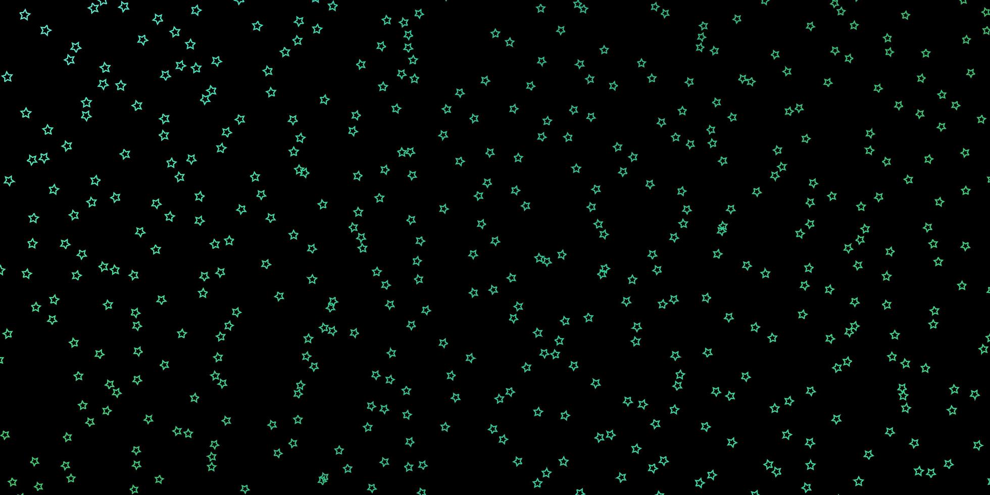 plantilla de vector verde oscuro con estrellas de neón. Ilustración abstracta geométrica moderna con estrellas. mejor diseño para su anuncio, cartel, banner.