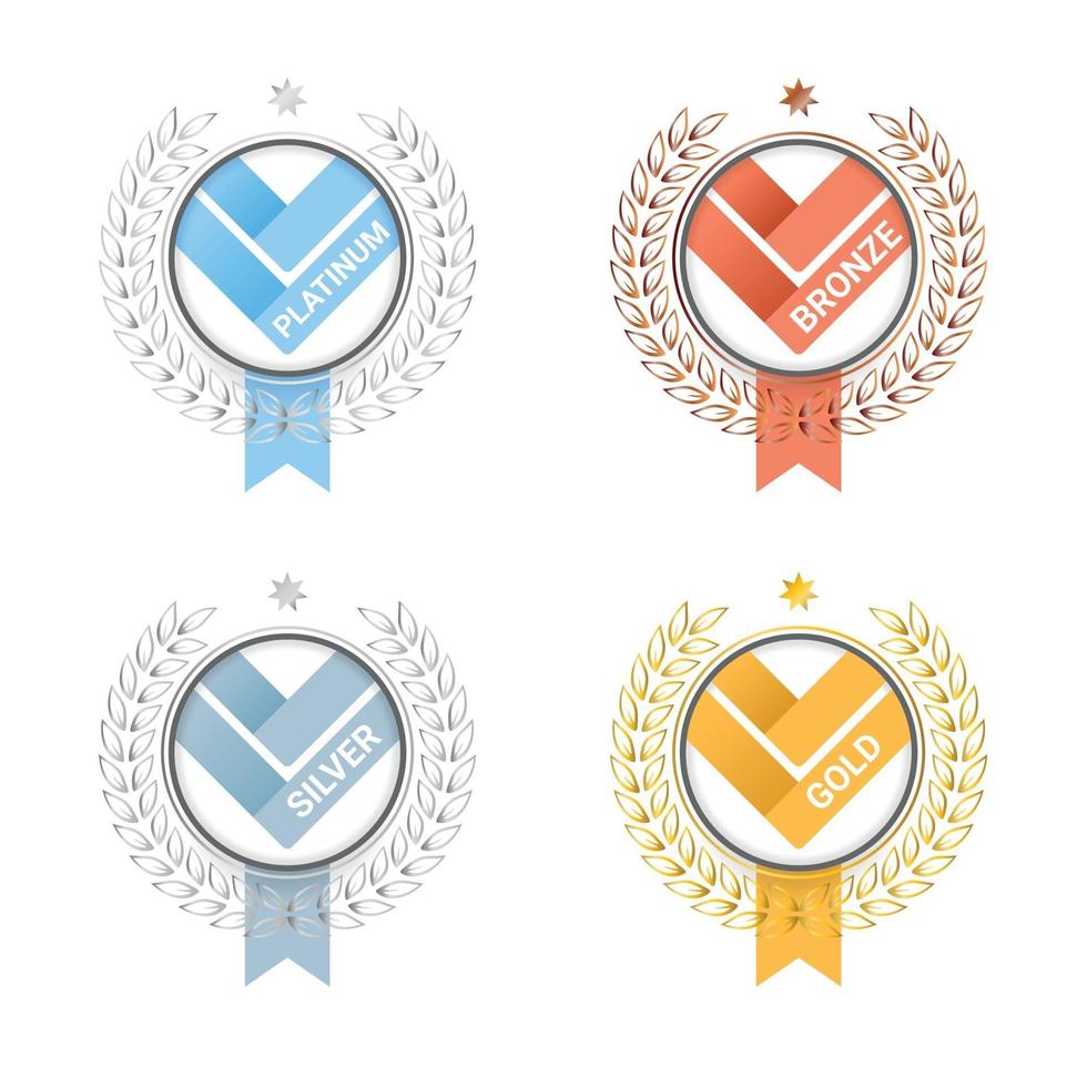 Award badges with different rank level vector