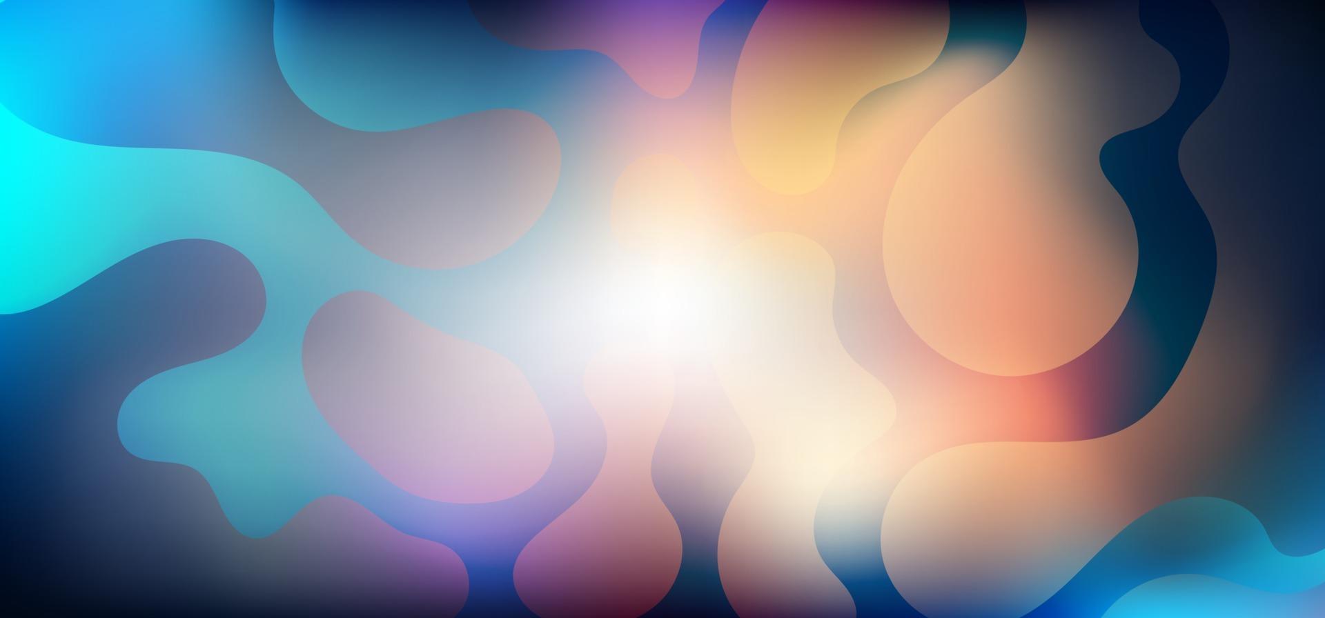 Abstract vibrant gradient blurred background with organic shape vector