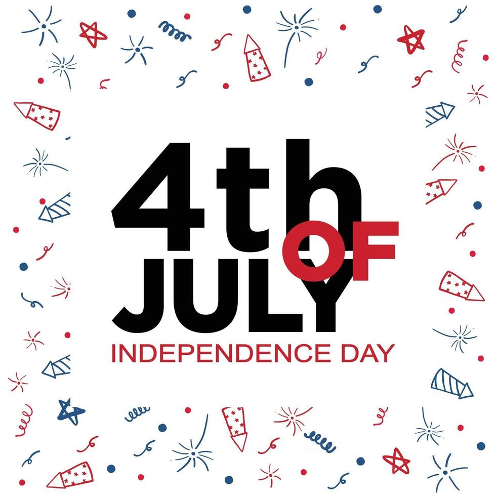 4of July Independence day abstract doodle line background vector
