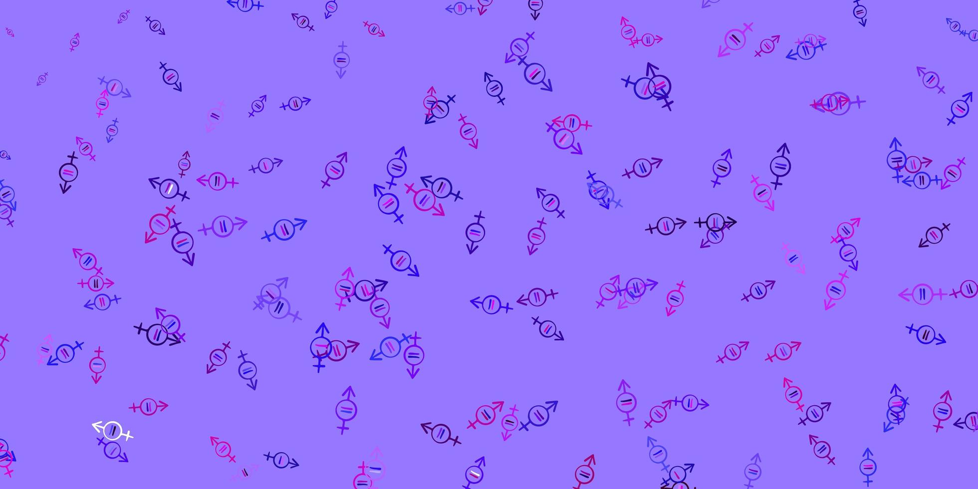 patrón de vector púrpura claro, rosa con elementos de feminismo.