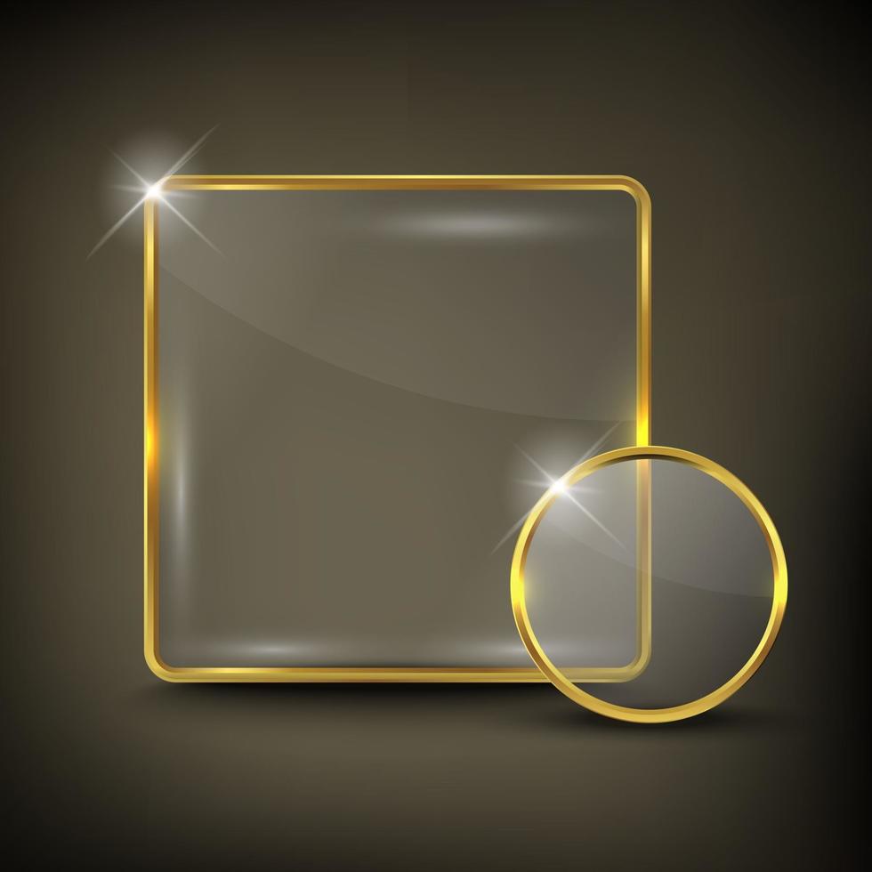 Button square web glossy  Gold vector