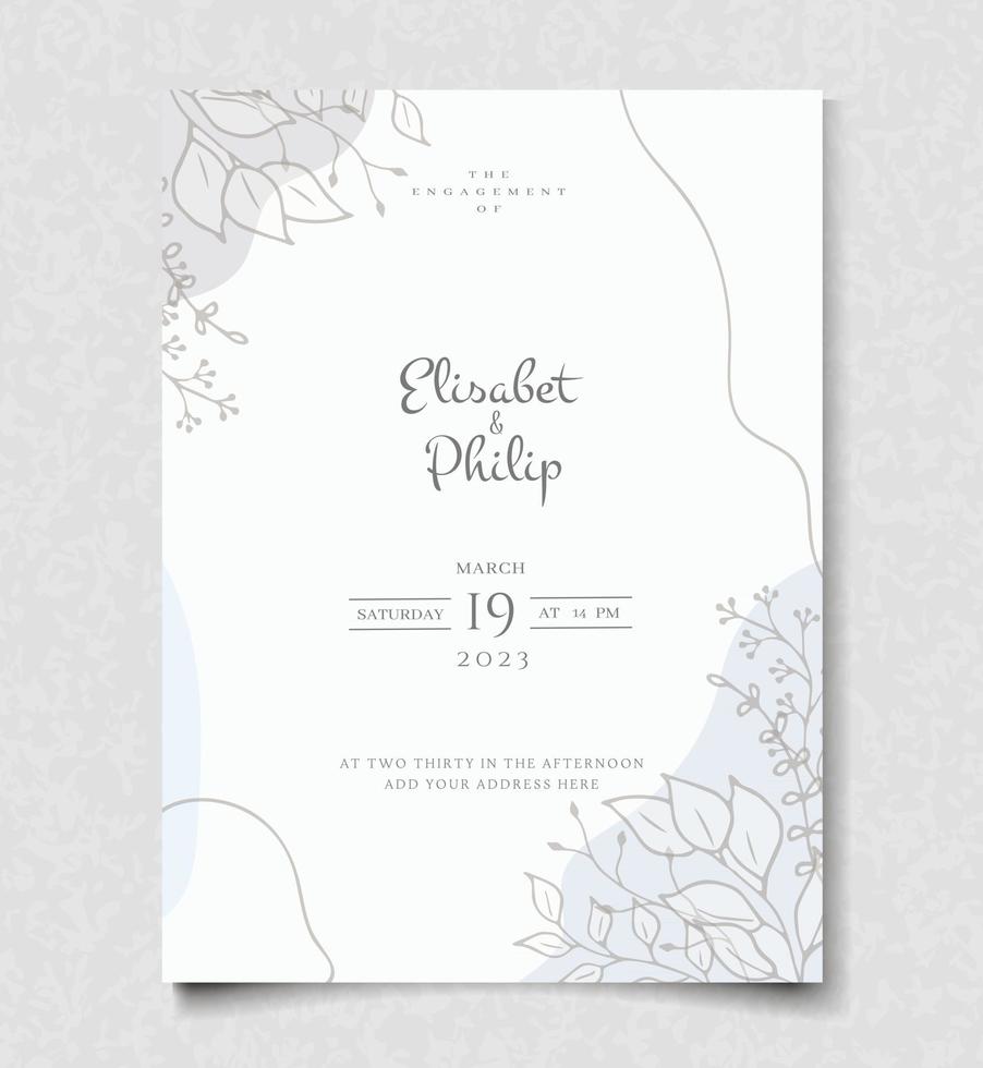 tarjeta de invitación de boda elegante dibujo a mano vector