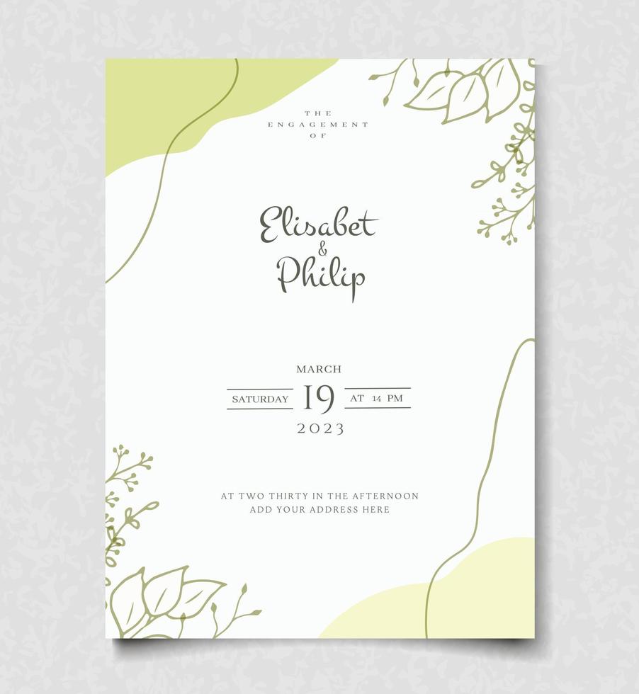 tarjeta de invitación de boda elegante dibujo a mano vector