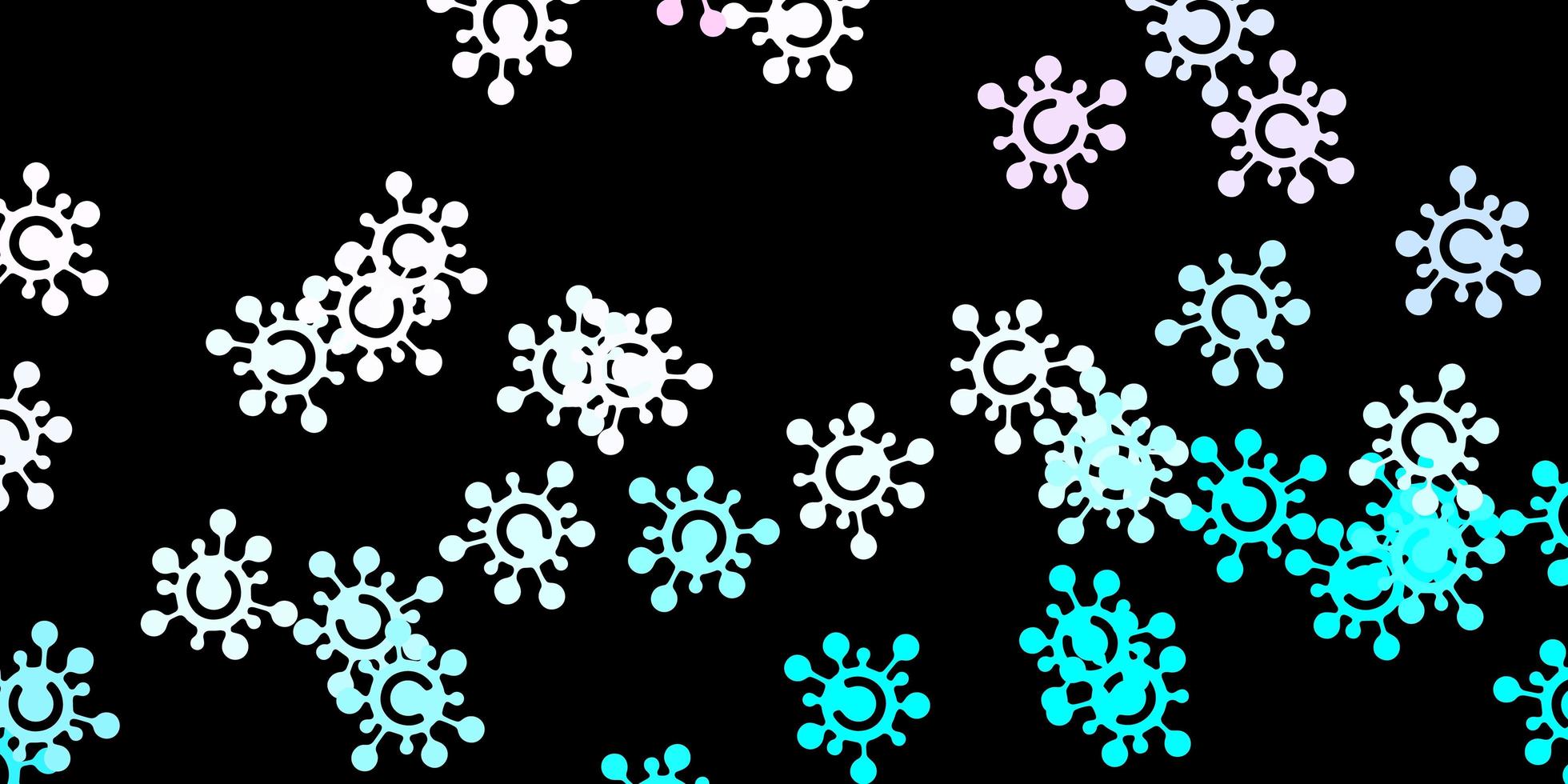 Dark pink, blue vector backdrop with virus symbols.
