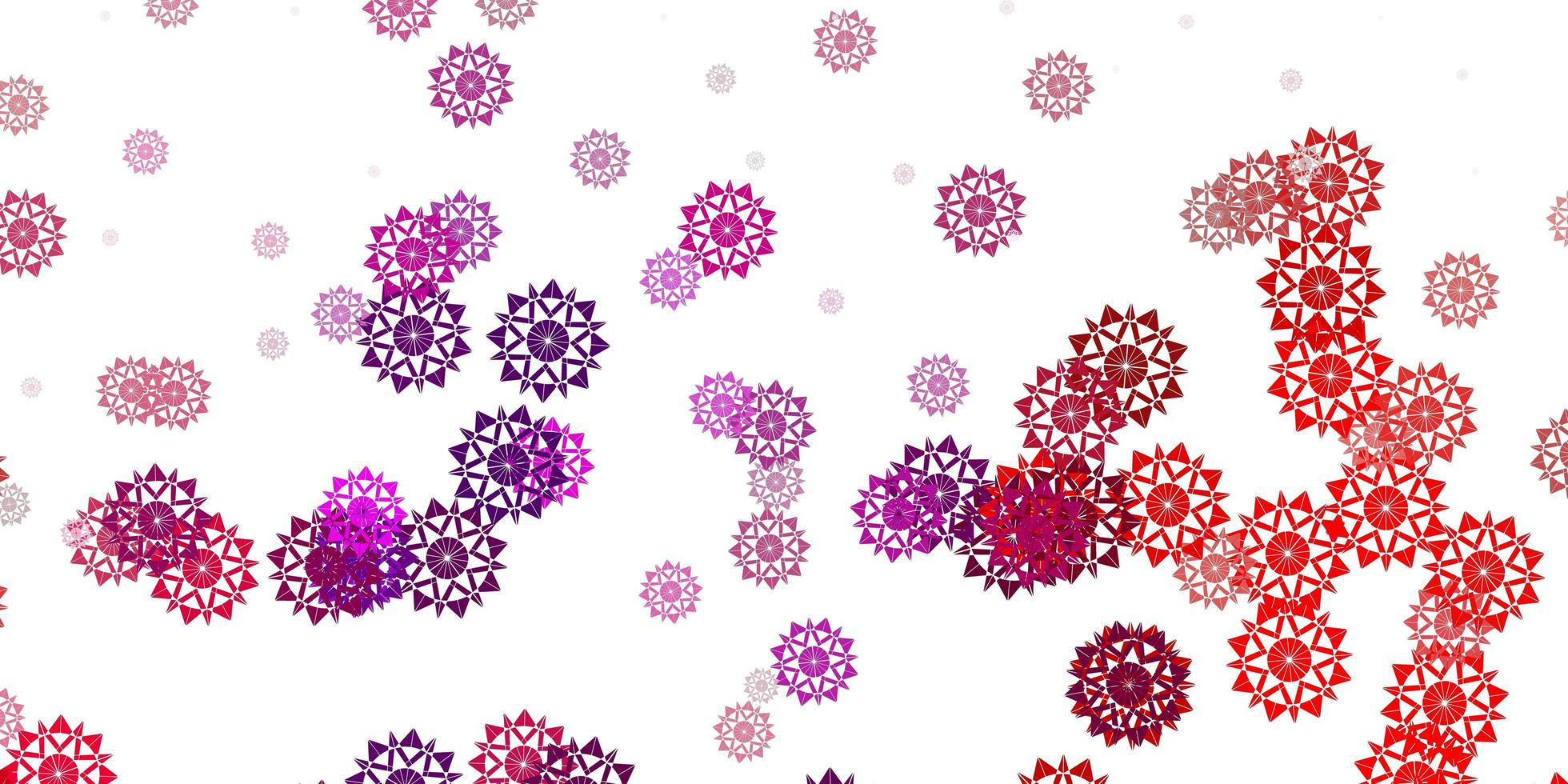Light pink, red vector beautiful snowflakes backdrop with flowers.