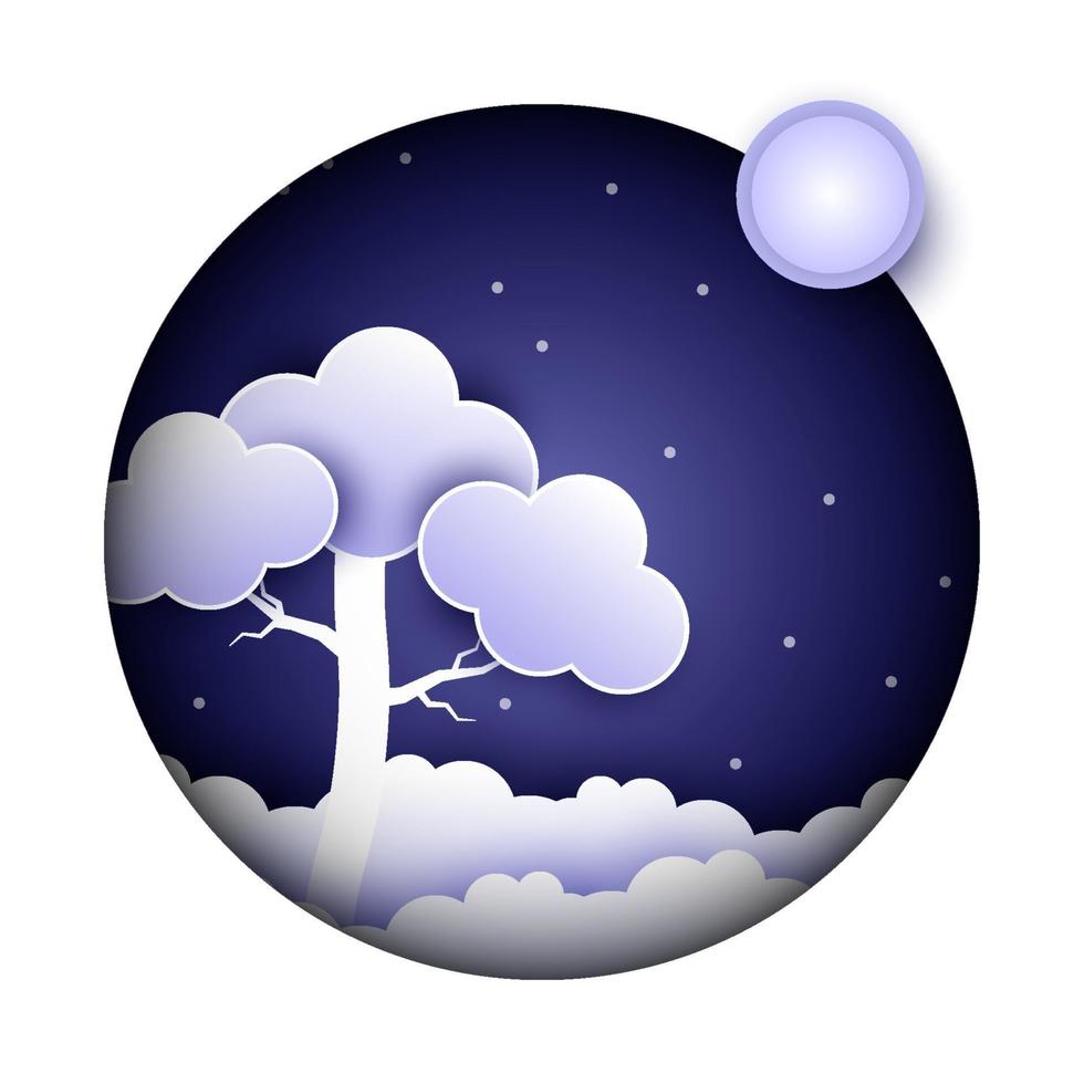 cielo nocturno en estilo papercut vector