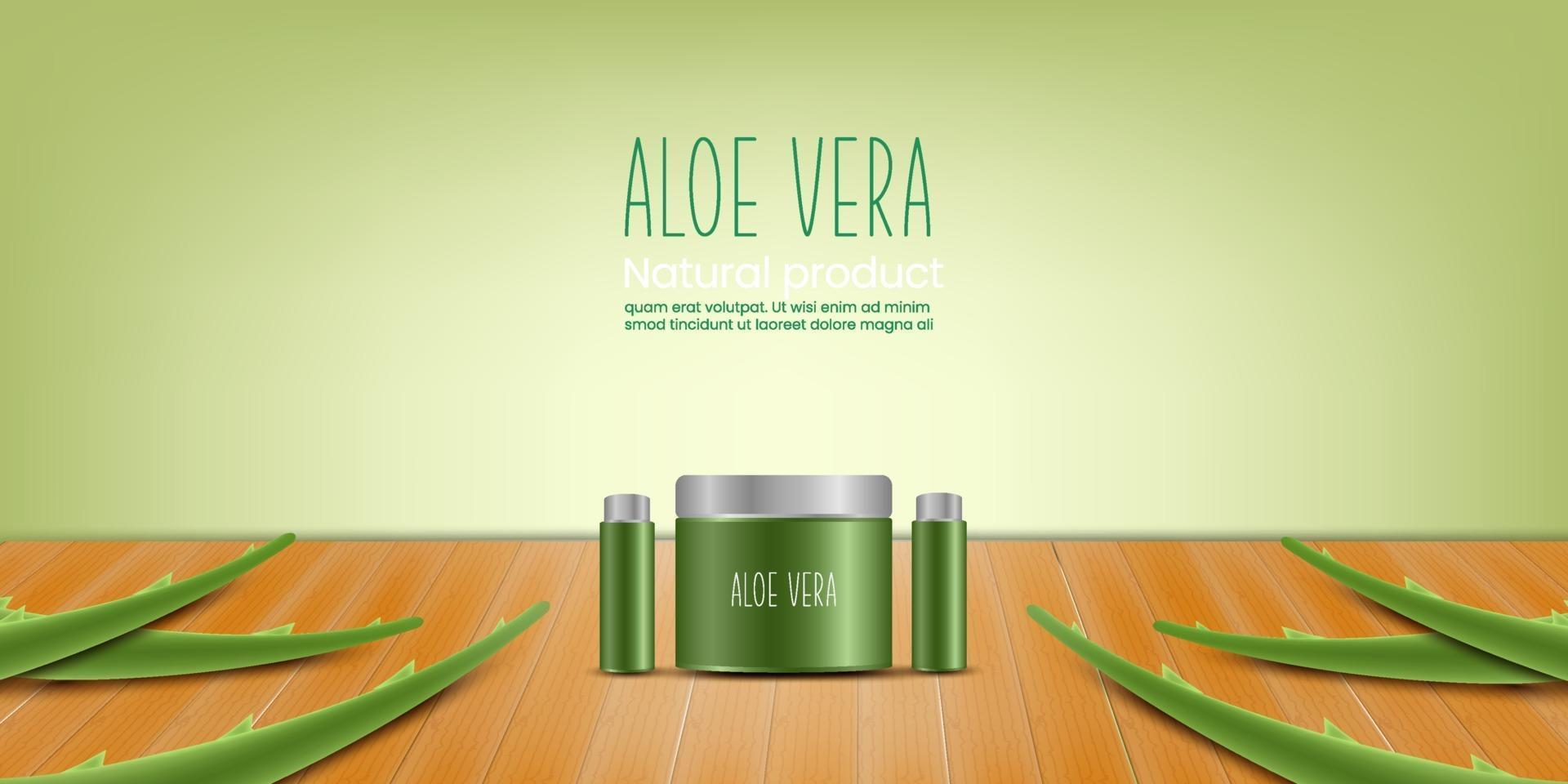 Ilustración realista de fondo de concepto de vector de aloe vera