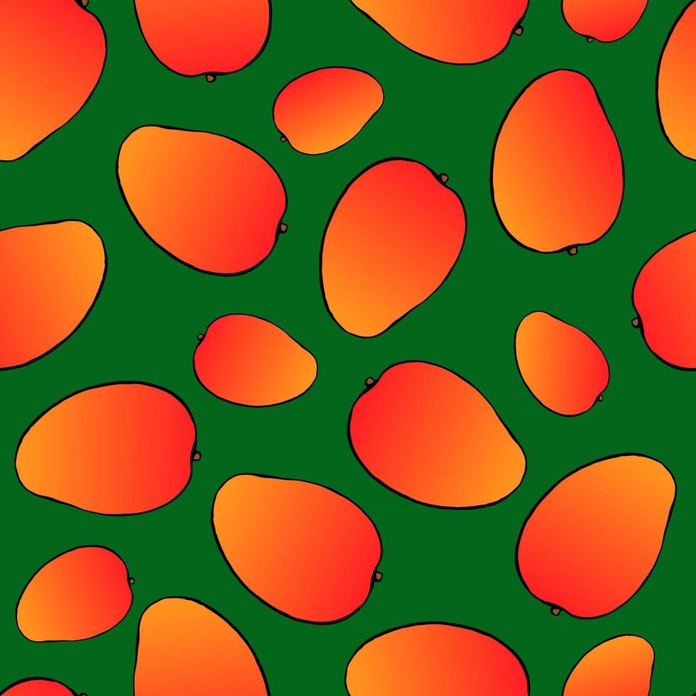 Seamless pattern with hand drawn fruits elements mango. Vegetarian wallpaper. For design packaging, textile, background, design postcards and posters. vector