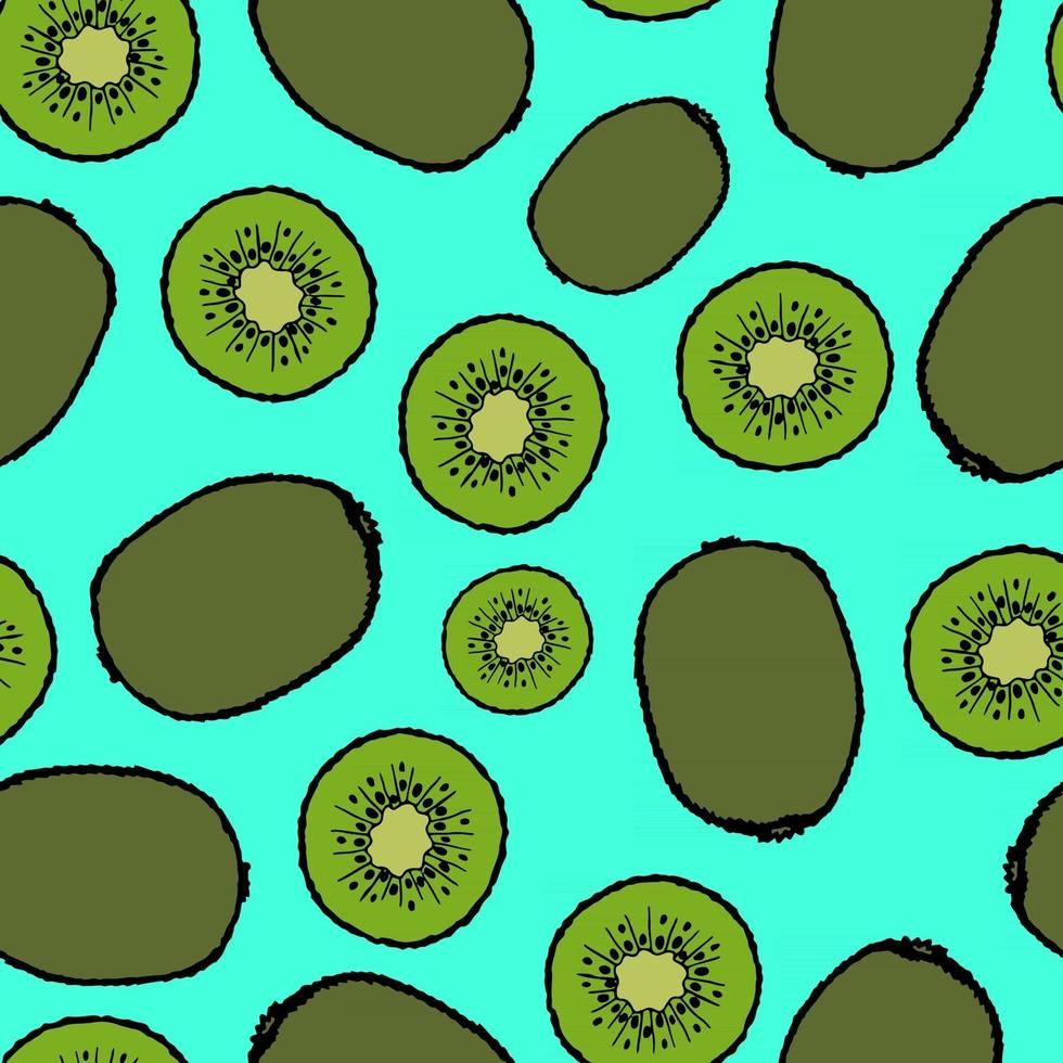 Seamless pattern with hand drawn fruits elements kiwi. Vegetarian wallpaper. For design packaging, textile, background, design postcards and posters. vector