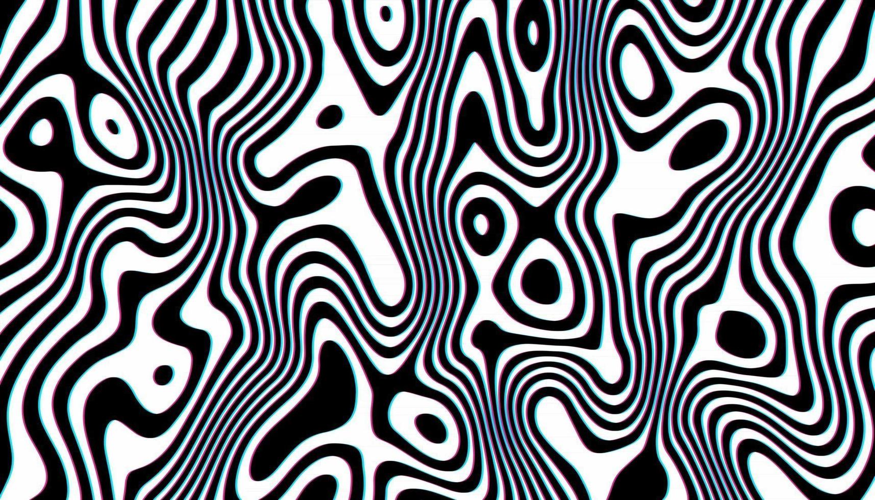 Distorted black ink stripes optical illusion background vector