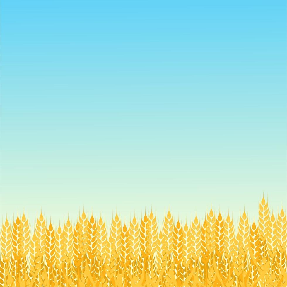 Summer sunny landscape with a field of ripe wheat gradient flat style design vector illustration. Beautiful background for your needs. Sunny day in the wheat field.