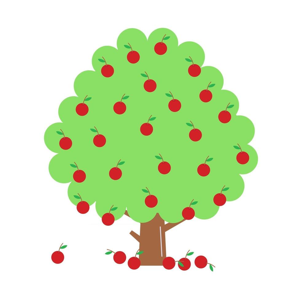 Fruit tree flat style vector illustration isolated on white background