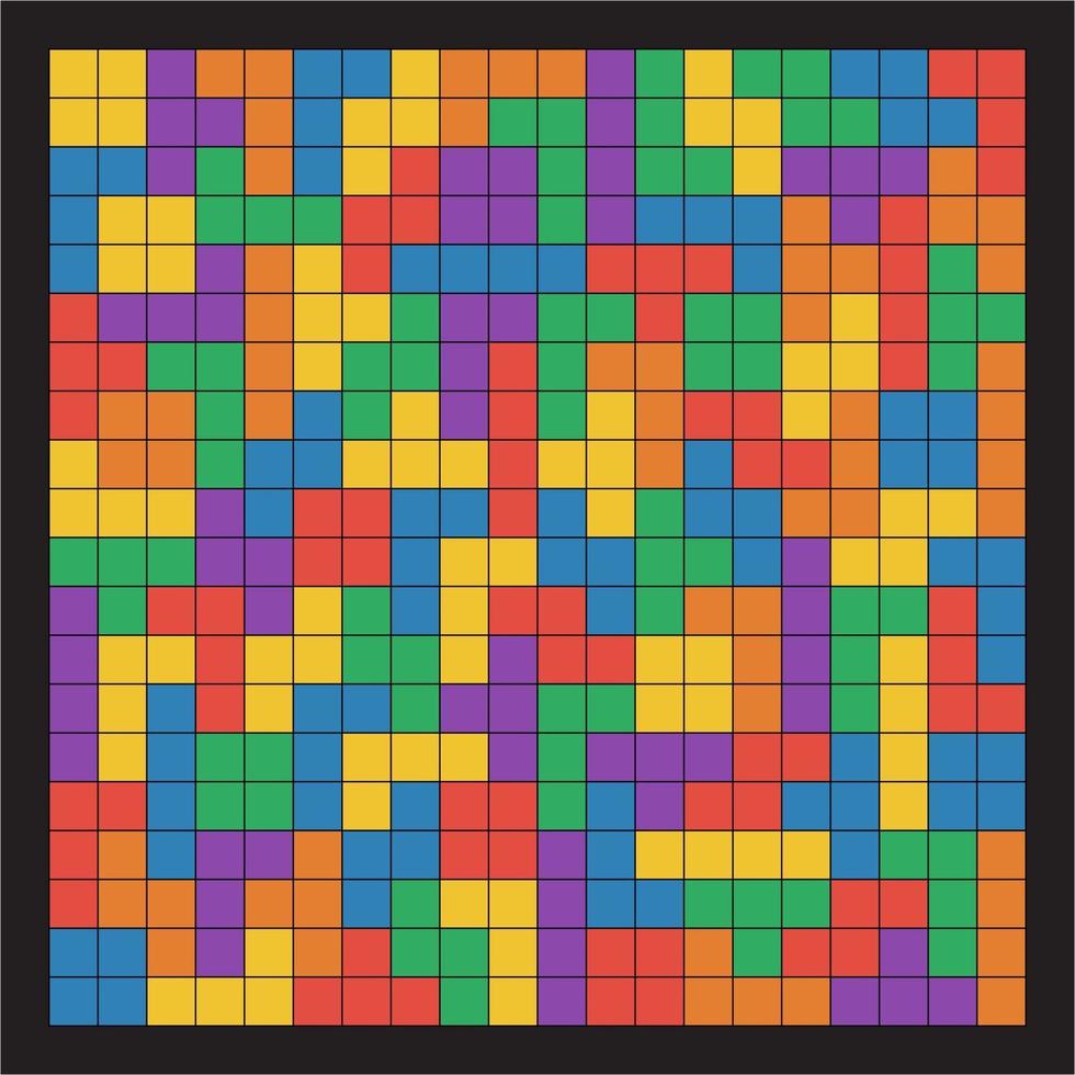 Seamless flat UI colors tetris pattern black lines isolated on black background vector illustration