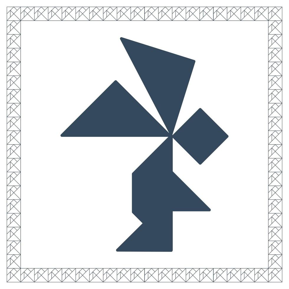 Tangram brain game ANGEL riddle flat UI color Happy Valentine's Day vector illustration