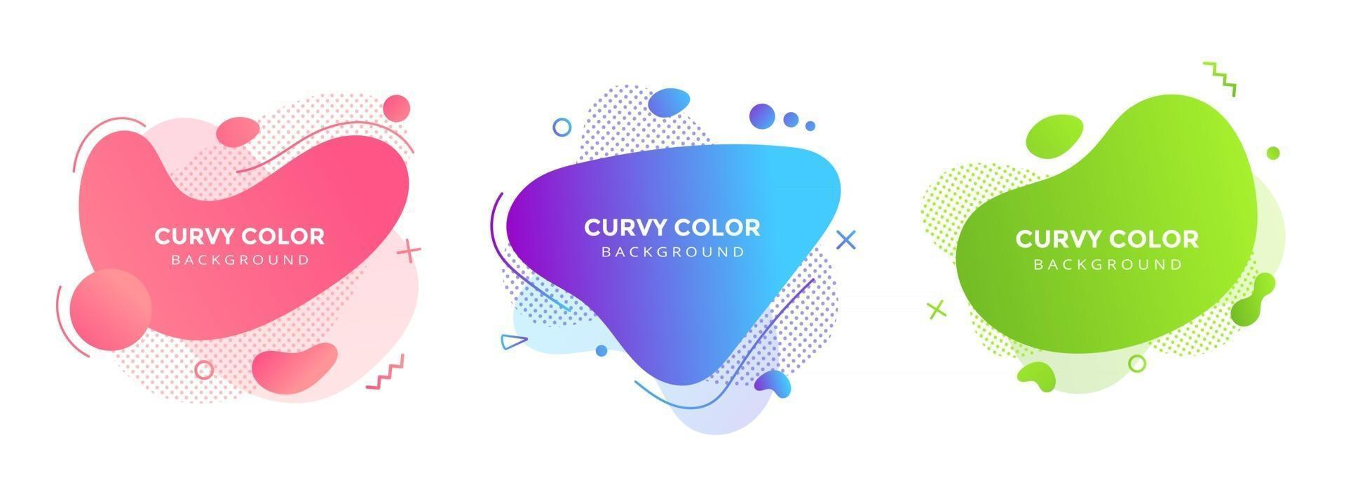 Modern liquid abstract element graphic gradient flat style design fluid vector colorful illustration set