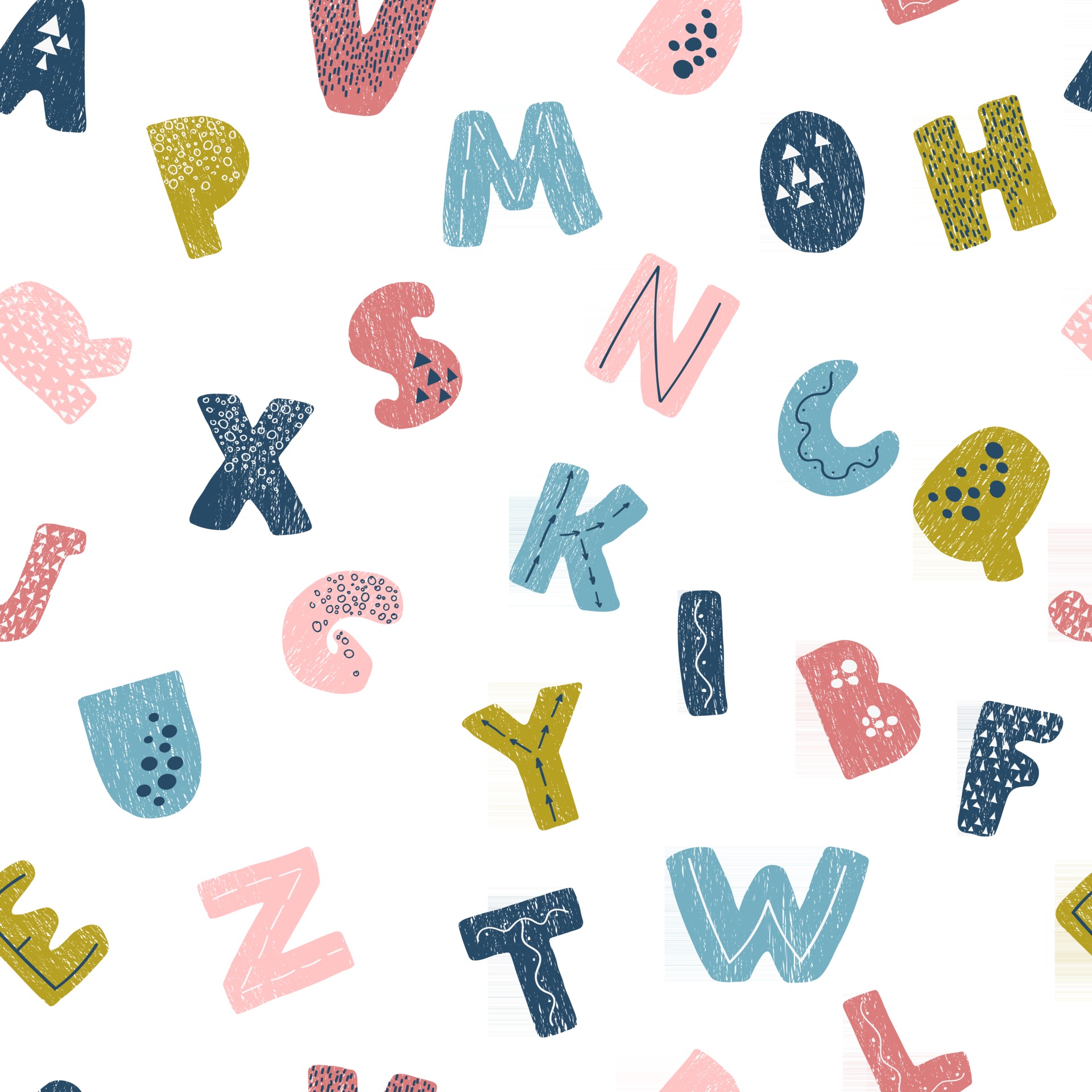 Hand Drawing Decorative English Alphabet Cartoon Style Sketch Bright  Multicolored Letters Seamless Pattern White Background Stock Illustration -  Download Image Now - iStock