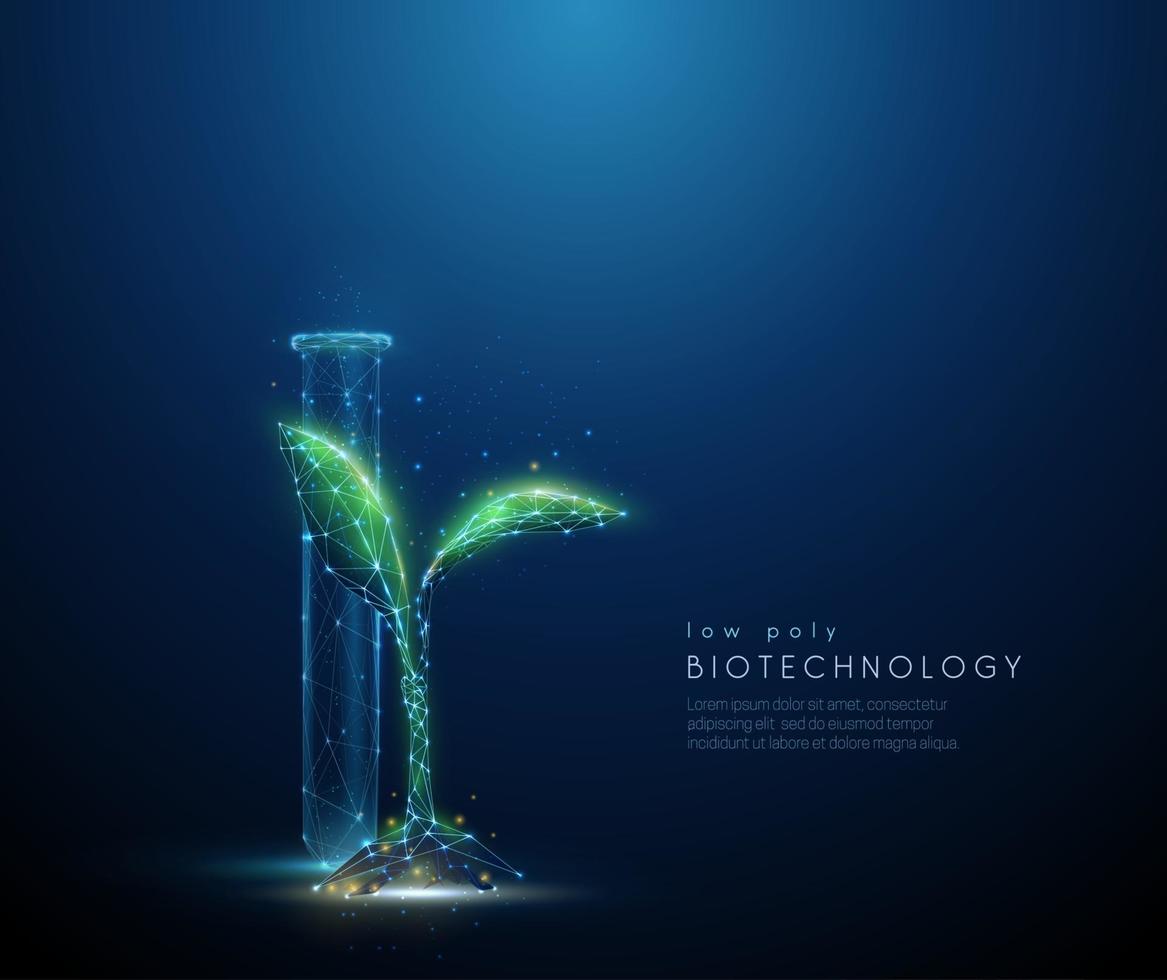 Green plant sprout and tube. Biotechnology concept vector