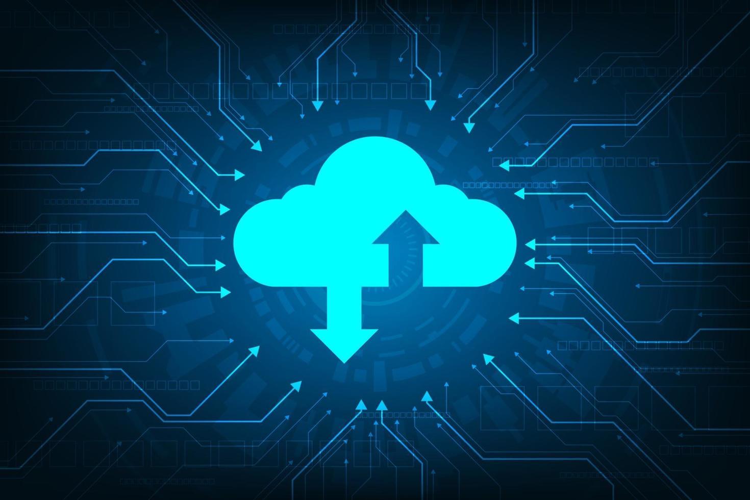 Cloud interface that shows data uploading to the internet. vector