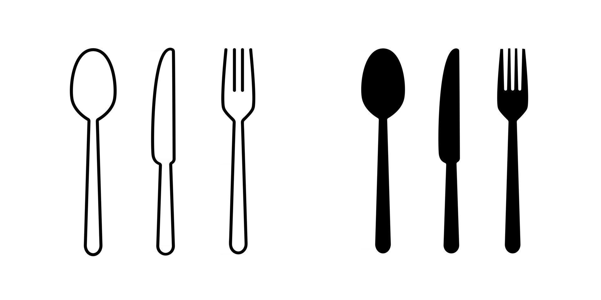 Set of fork, knife and spoon vector icons