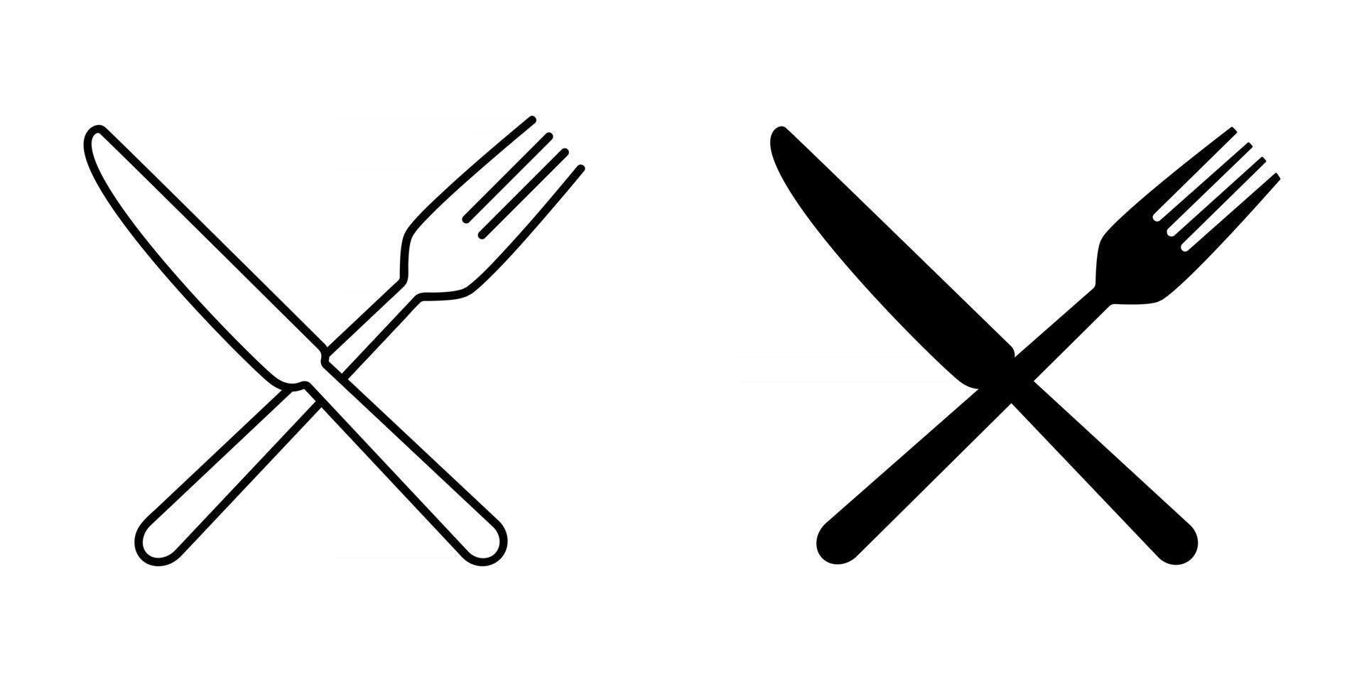 conjunto de iconos de tenedor y cuchillo vector