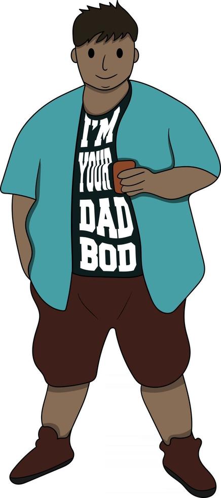 slight belly dad bod flat character vector