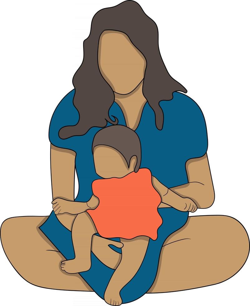 mother holding baby flat character vector