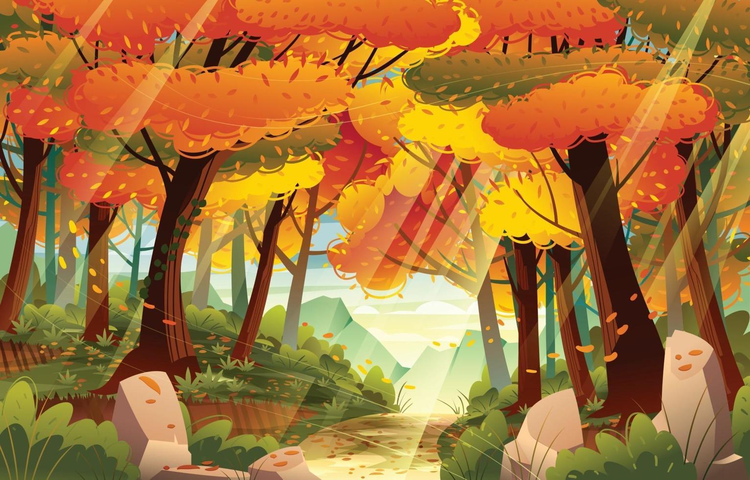 Forest Path in Fall Autumn Season vector