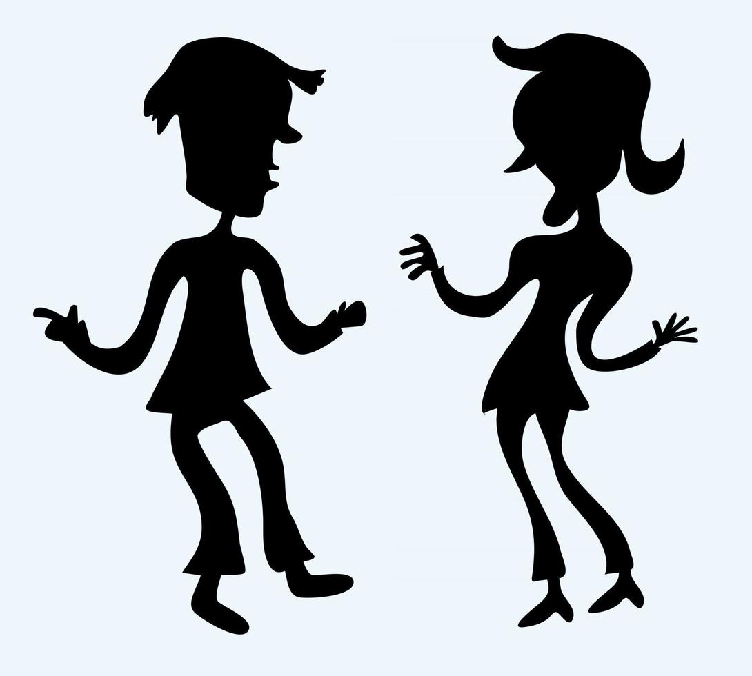 Silhouette Zany Couple Chatting vector