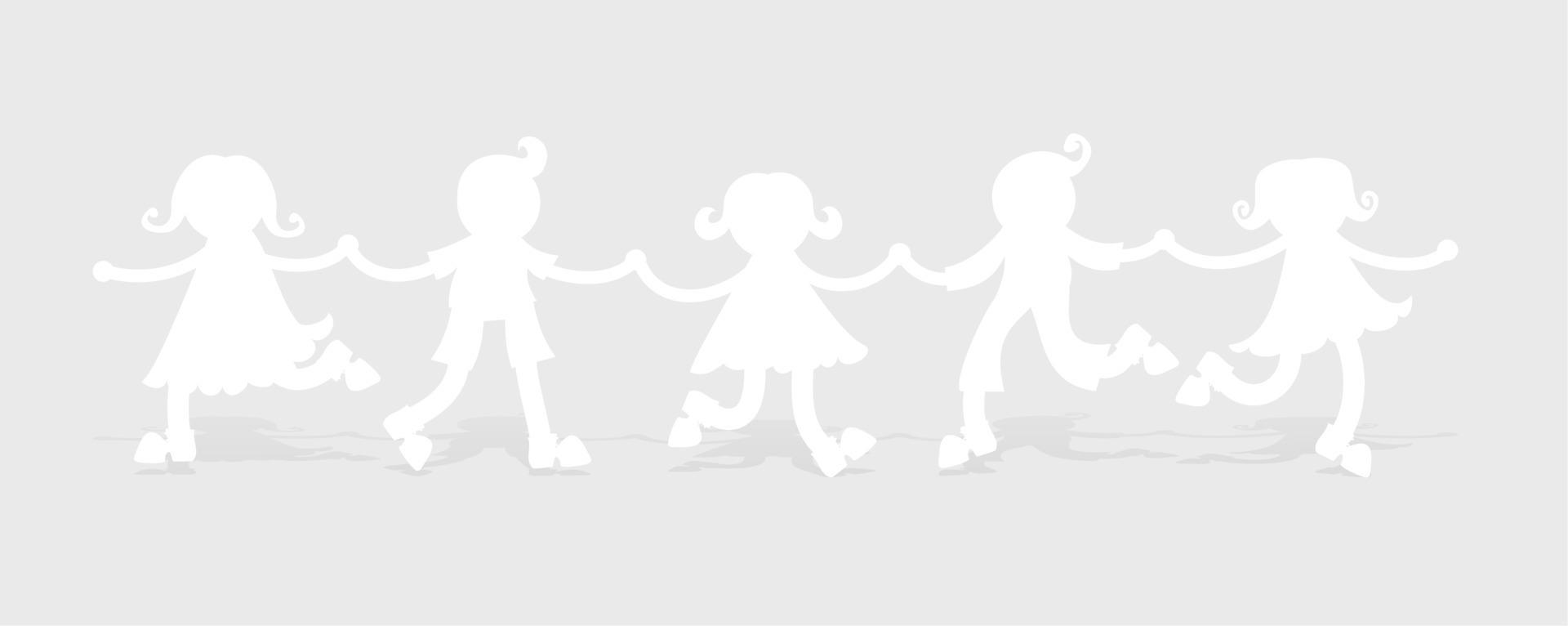 Silhouette Children Holding Hands vector