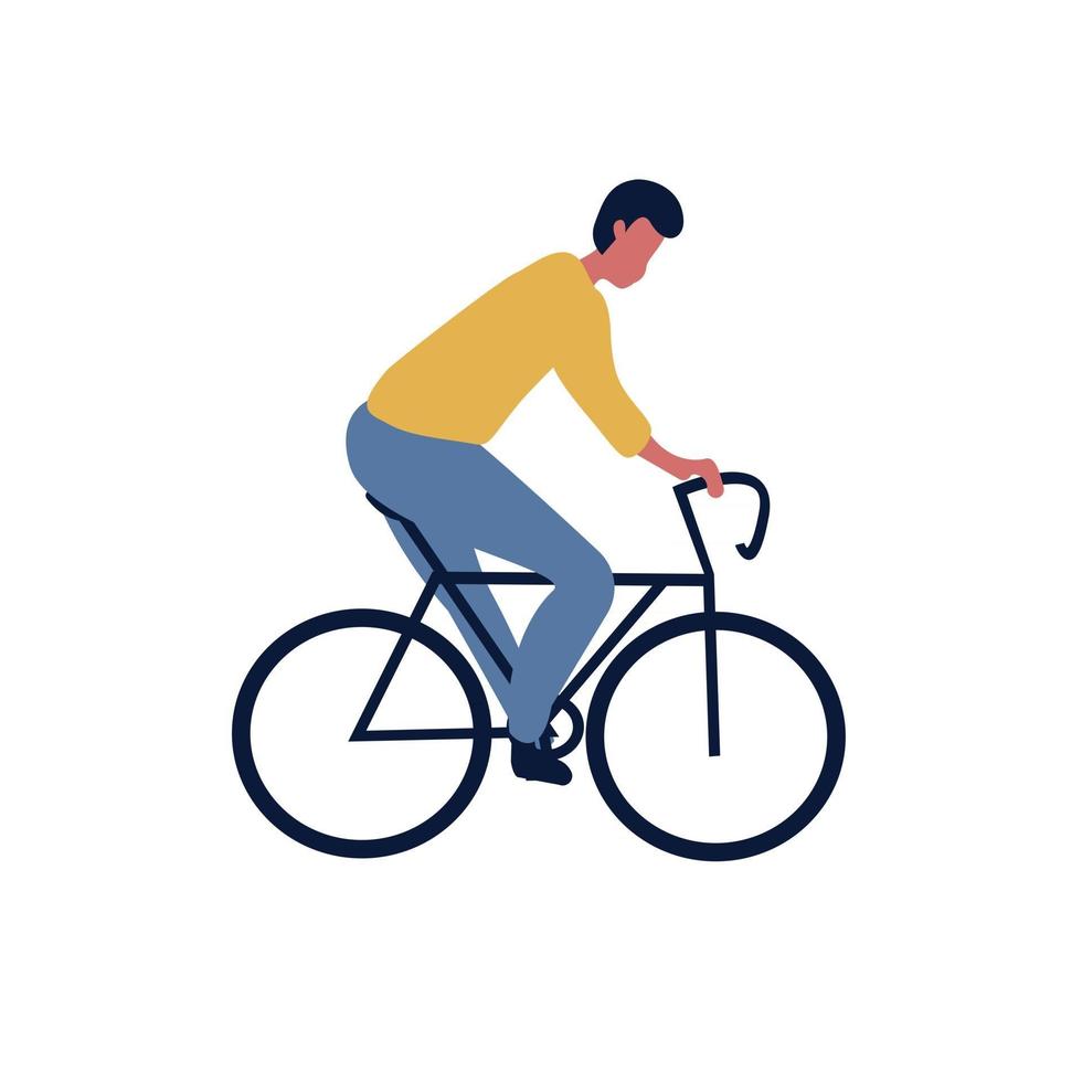 conductor de hombre sentado en dibujos animados plana bicicleta.  ilustración vectorial 2744369 Vector en Vecteezy