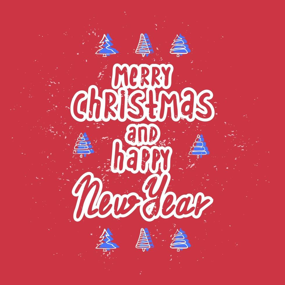 Merry Christmas and Happy New Year greeting card. vector