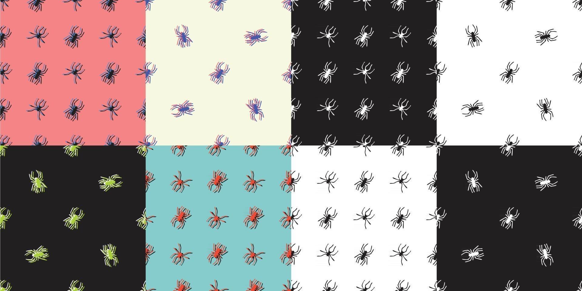 Seamless pattern set with spiders. Halloween background. vector