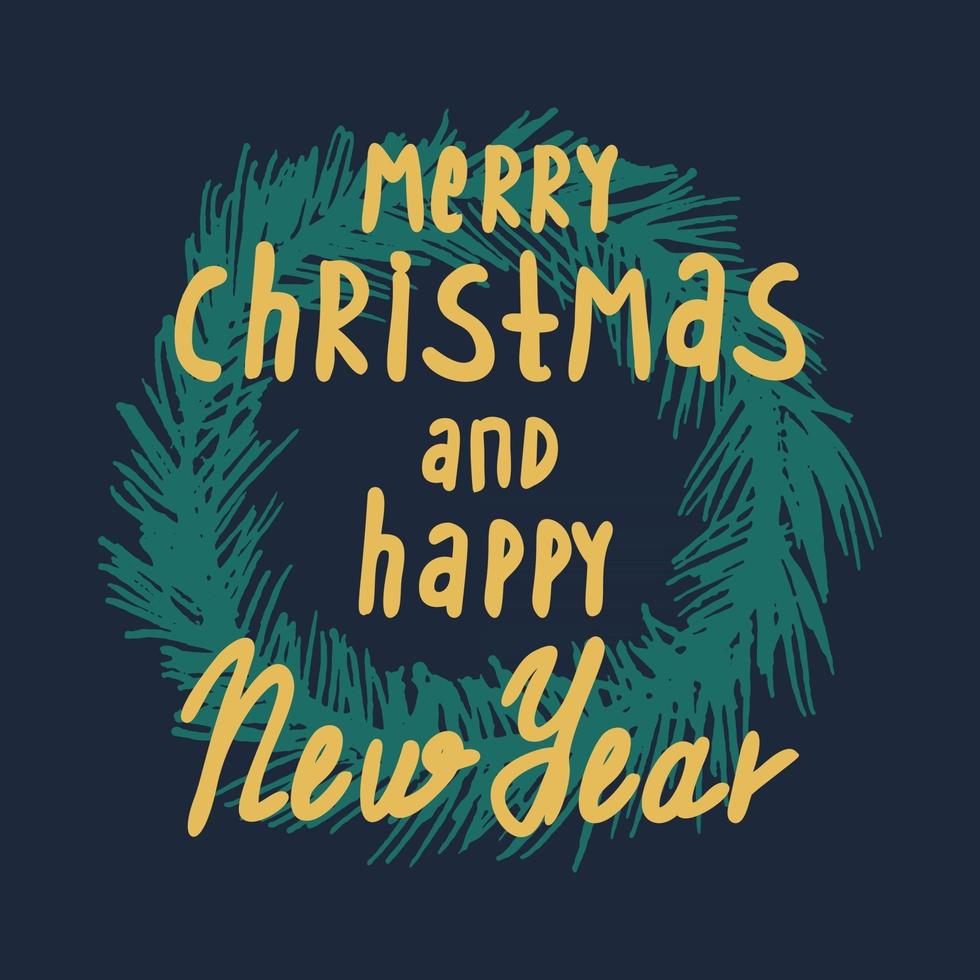 Merry Christmas and Happy New Year greeting card. vector