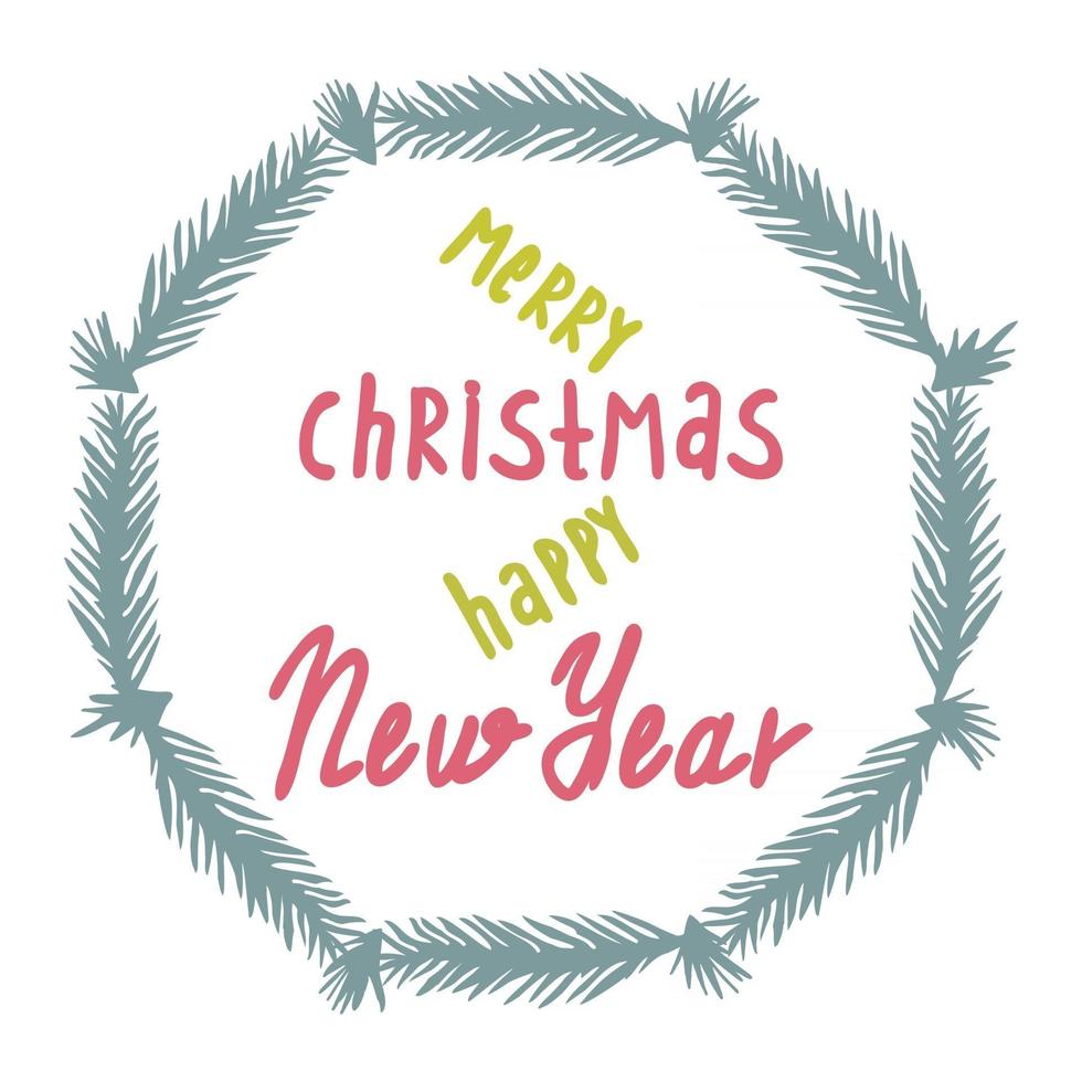 Merry Christmas and Happy New Year greeting card. vector
